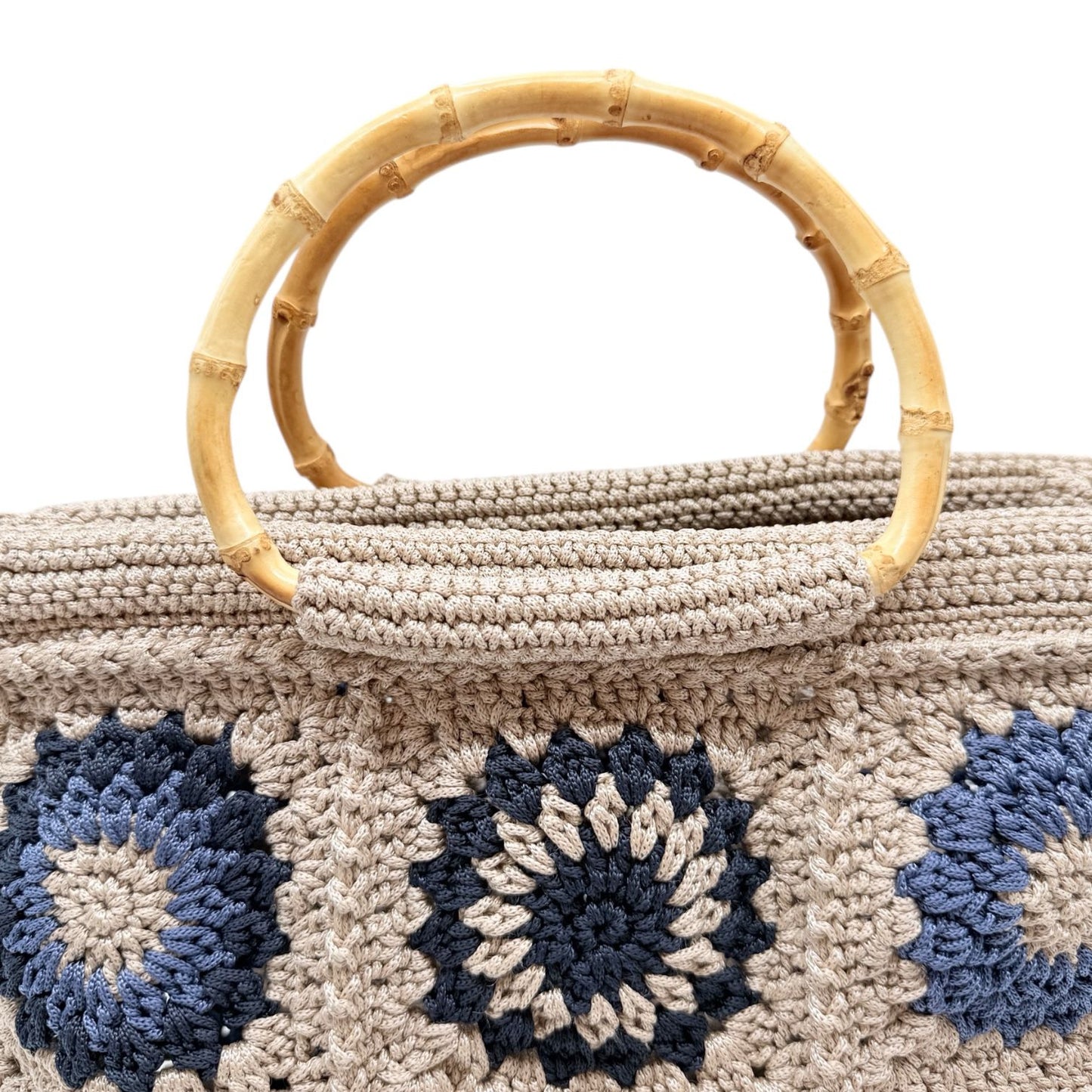 Granny Square Bag "LATTE/NAVY"