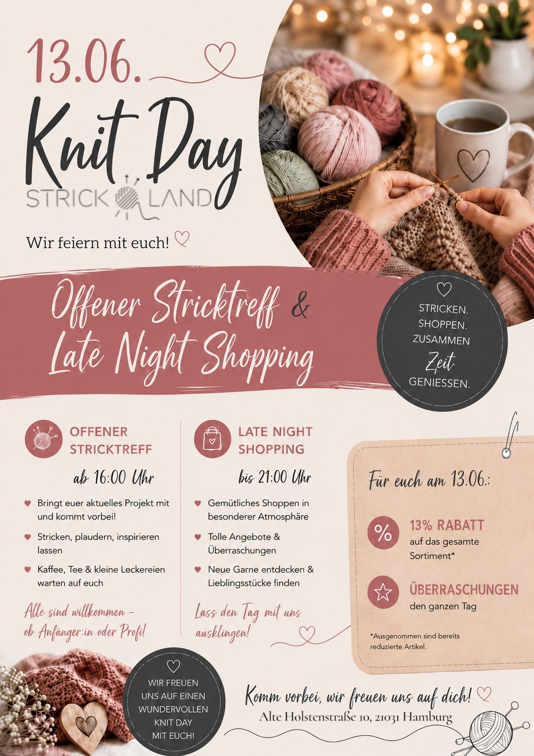 Public Knit Day am 13.06.26 ab 16 Uhr