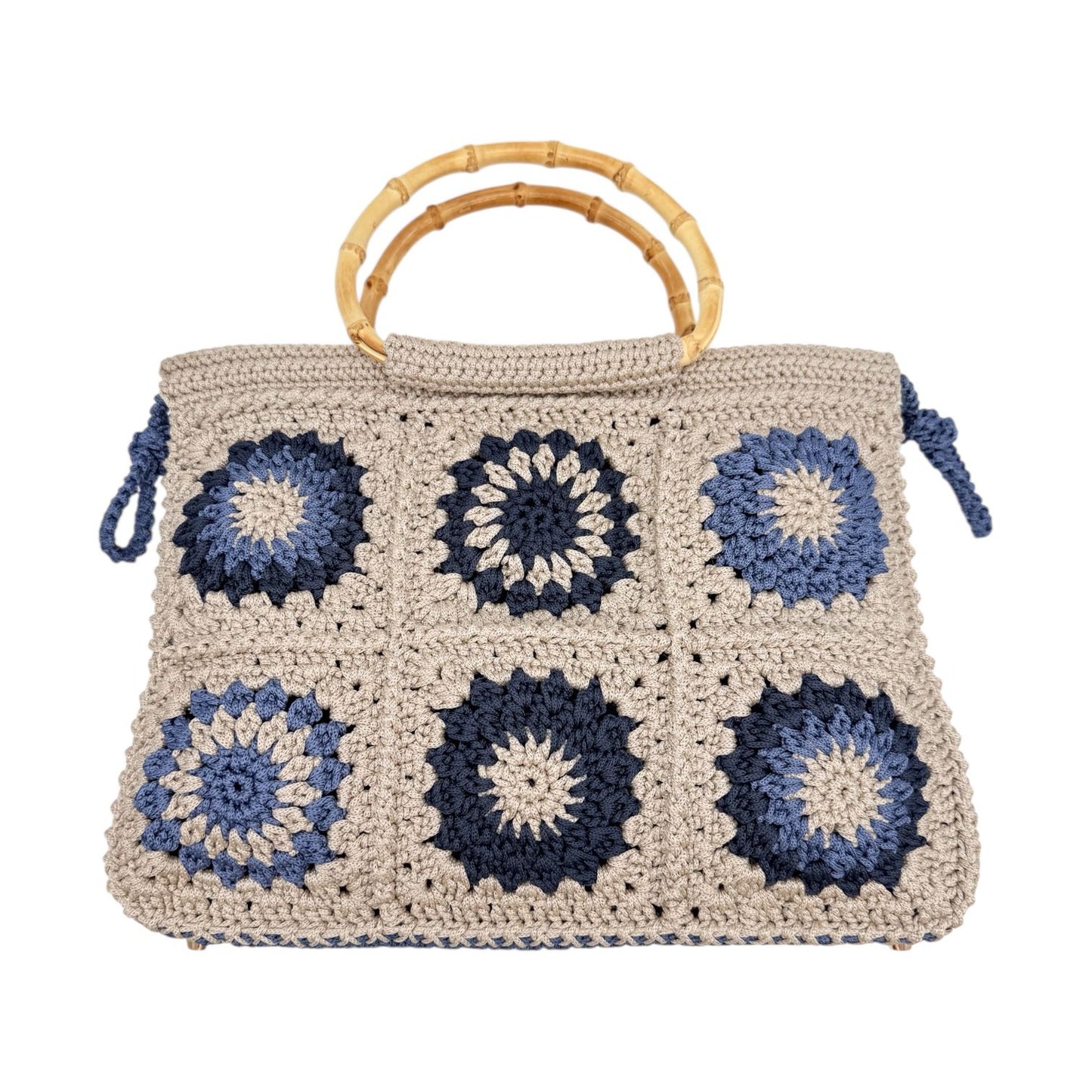 Granny Square Bag "LATTE/NAVY"