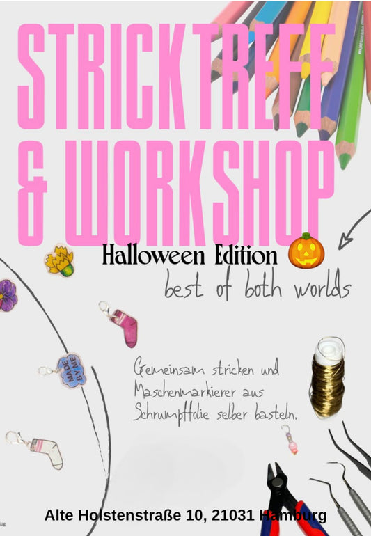 STRICKTREFF & WORKSHOP "MASCHENMARKIERER AUS SCHRUMPFFOLIE ODER PERLEN BASTELN" DONNERSTAG, 29.10.26   17-20 Uhr