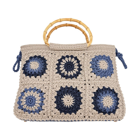 Granny Square Bag "LATTE/NAVY"