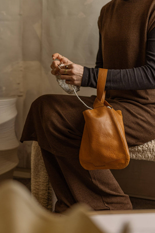 Dzana Projekt-Tasche aus Premium-Leder: Reich Braun / Eine Größe